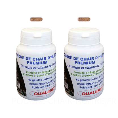 Complément alimentaire à base de poudre de chair d'huitre, 60 gélules, Vital Osmose , 2 flacons