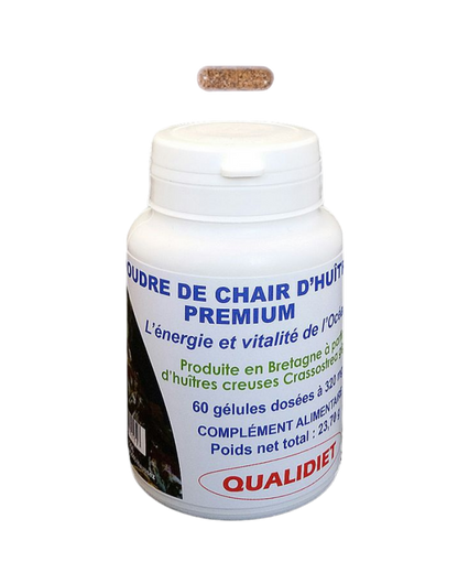 Complément alimentaire à base de poudre de chair d'huitre, 60 gélules, Vital Osmose , 1 flacon